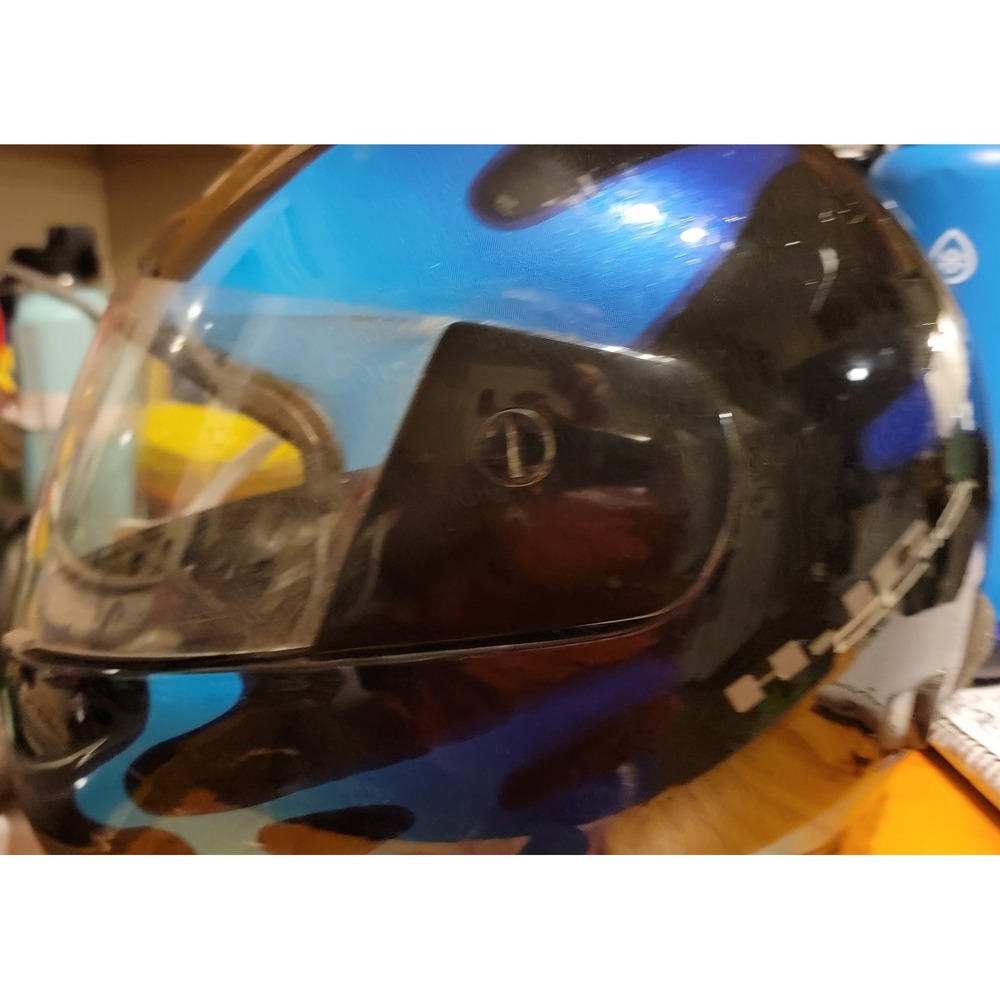 HJC Full Face Motorcycle Helmet Black Blue Flame Graphic Snell M90 DOT Size XL - Picture 11 of 13